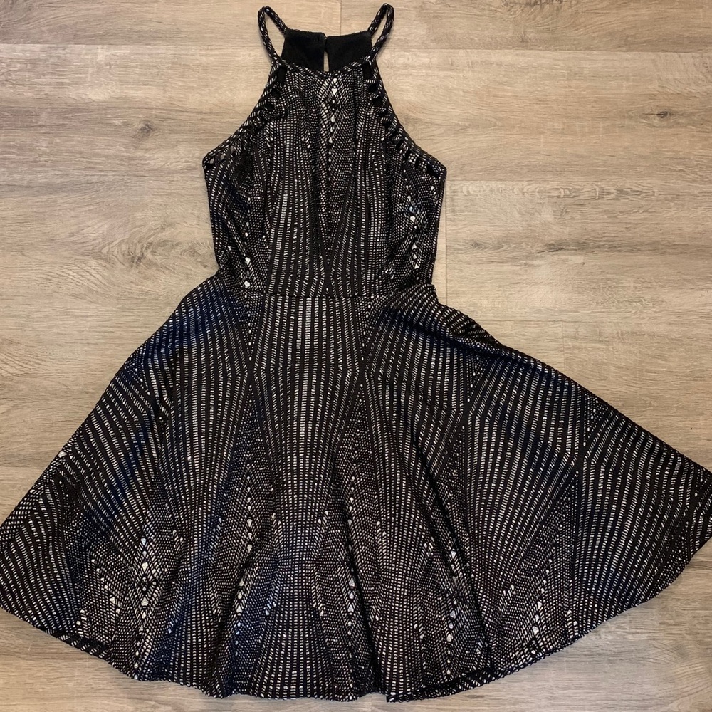 Jodi Kristopher Black & Silver A-Line Dress
